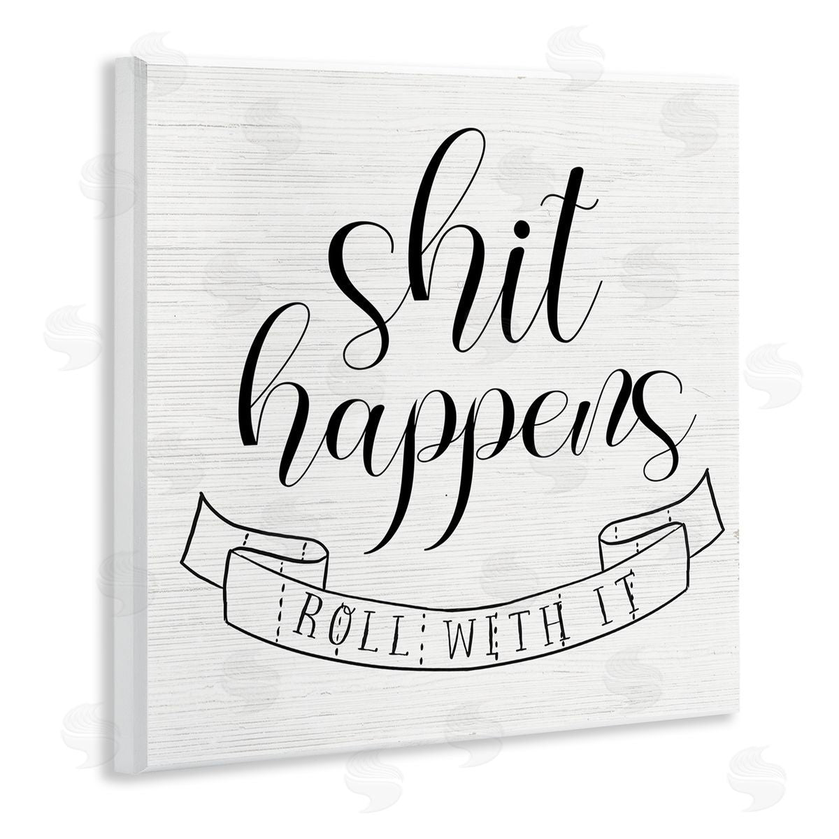 Sh*t Happens Roll With It Wood Plaque Wall Art, Home Decor by Stupell Studio