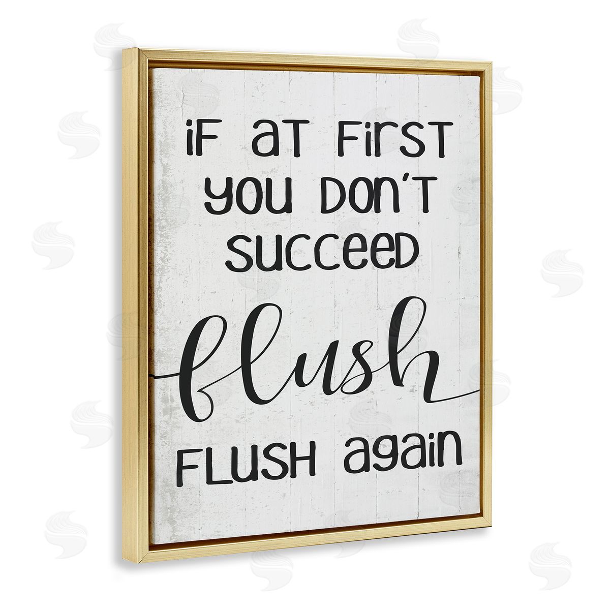 If You Don't Succeed Flush Again Gold Floating Frame Canvas Wall Art, Home Decor by Stupell Studio