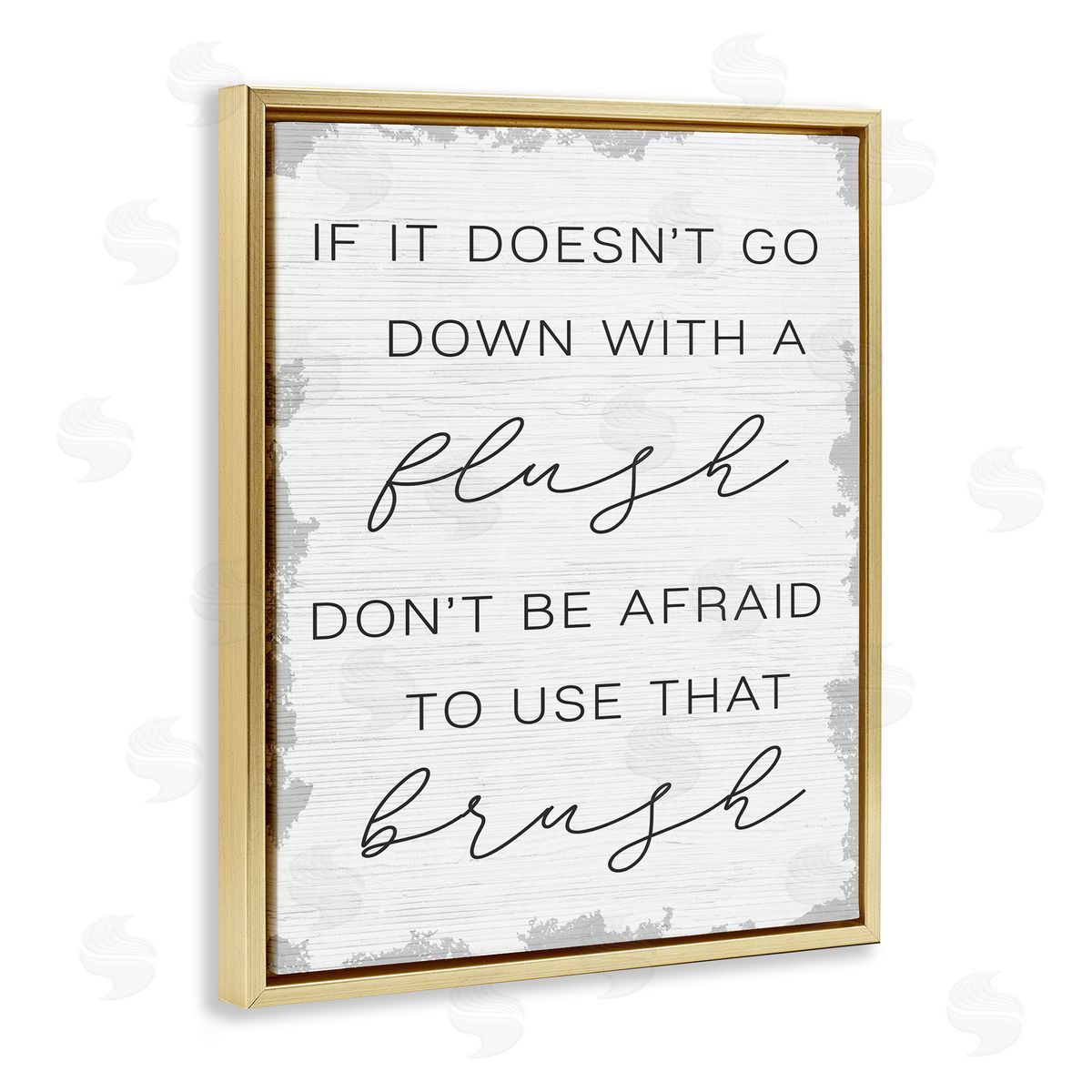 Doesn't Flush Use the Brush Gold Floating Frame Canvas Wall Art, Home Decor by Stupell Studio