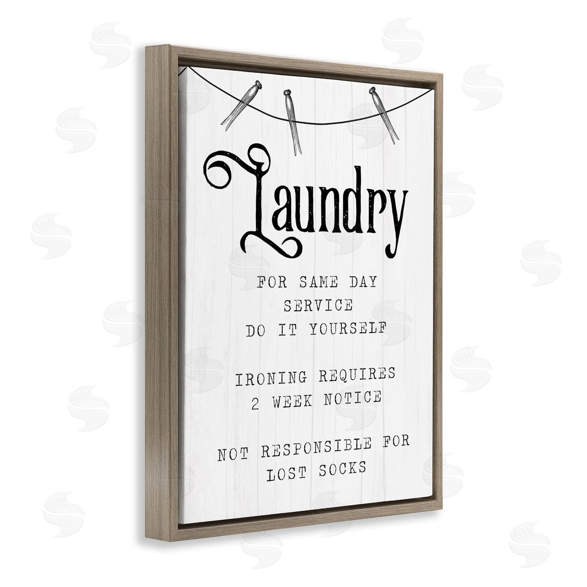 Laundry Room Funny Warning Brown Floating Frame Canvas Wall Art, Home Decor by Stupell Studio