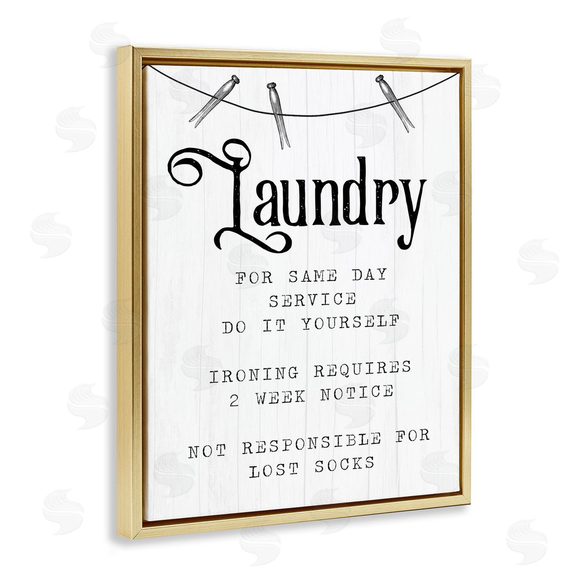Laundry Room Funny Warning Gold Floating Frame Canvas Wall Art, Home Decor by Stupell Studio