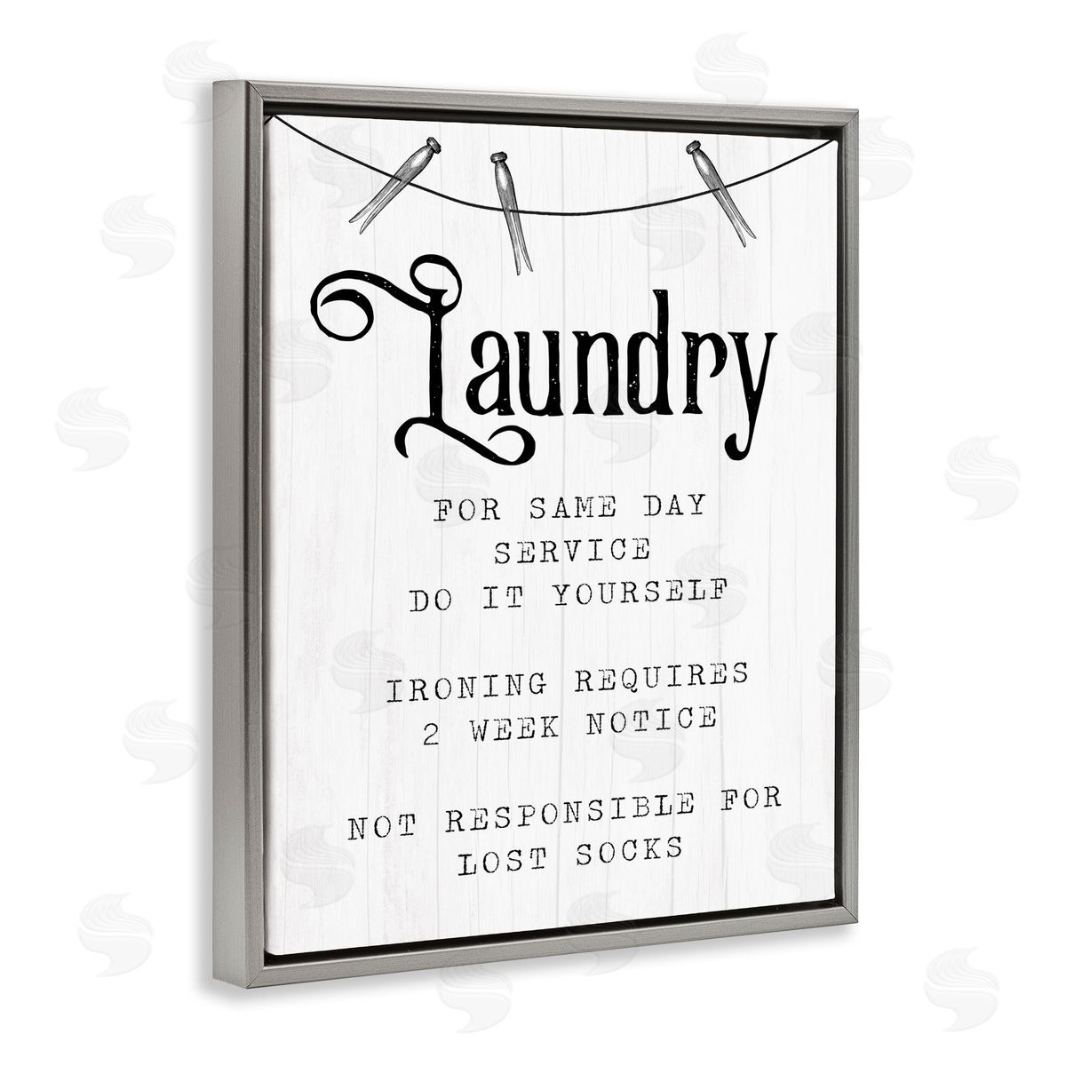 Laundry Room Funny Warning Grey Floating Frame Canvas Wall Art, Home Decor by Stupell Studio