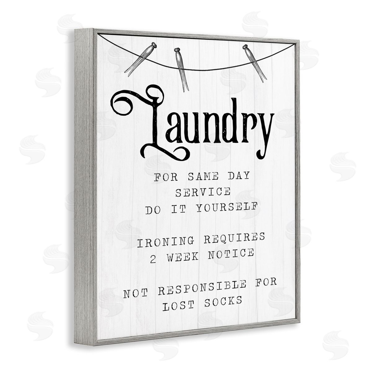 Laundry Room Funny Warning Grey Frame Print Wall Art, Home Decor by Stupell Studio