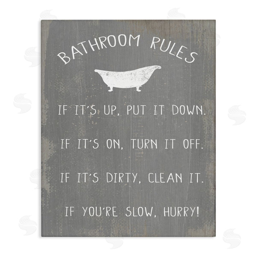 Stupell Studio | Bathroom Rules Rustic Grey