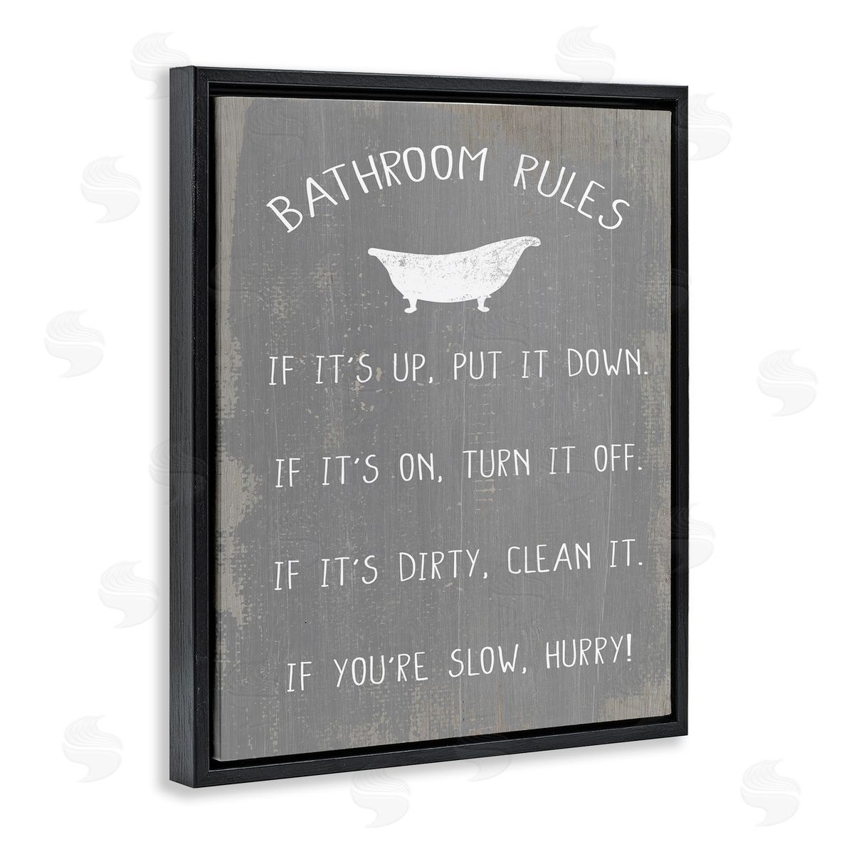 Bathroom Rules Rustic Grey Black Floating Frame Canvas Wall Art, Home Decor by Stupell Studio
