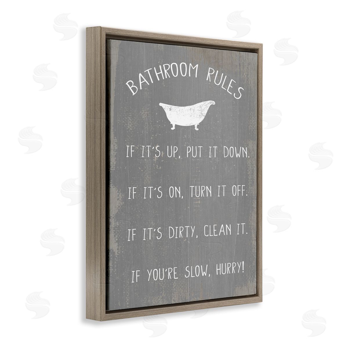 Bathroom Rules Rustic Grey Brown Floating Frame Canvas Wall Art, Home Decor by Stupell Studio