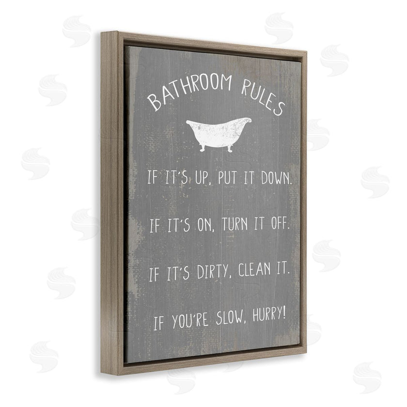 Stupell Studio | Bathroom Rules Rustic Grey
