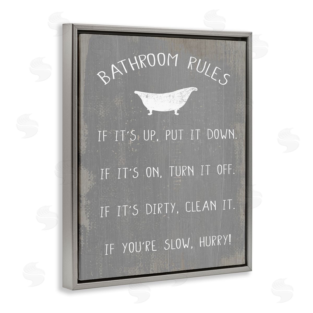 Bathroom Rules Rustic Grey Grey Floating Frame Canvas Wall Art, Home Decor by Stupell Studio