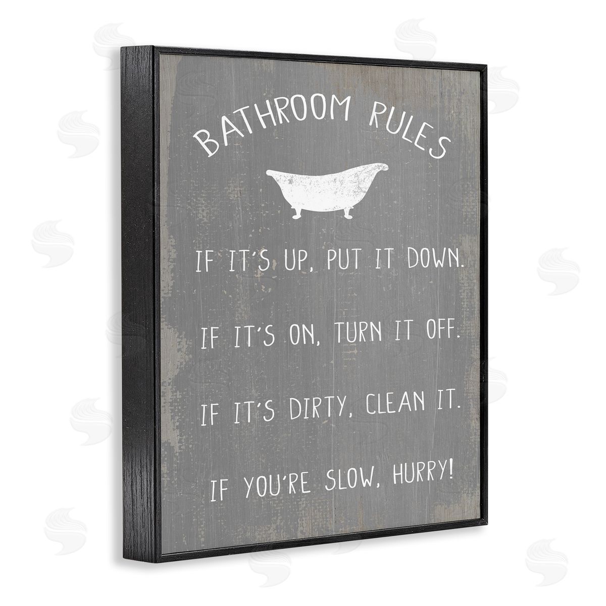 Bathroom Rules Rustic Grey Black Frame Print Wall Art, Home Decor by Stupell Studio