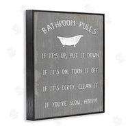 Stupell Studio | Bathroom Rules Rustic Grey