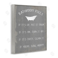 Stupell Studio | Bathroom Rules Rustic Grey