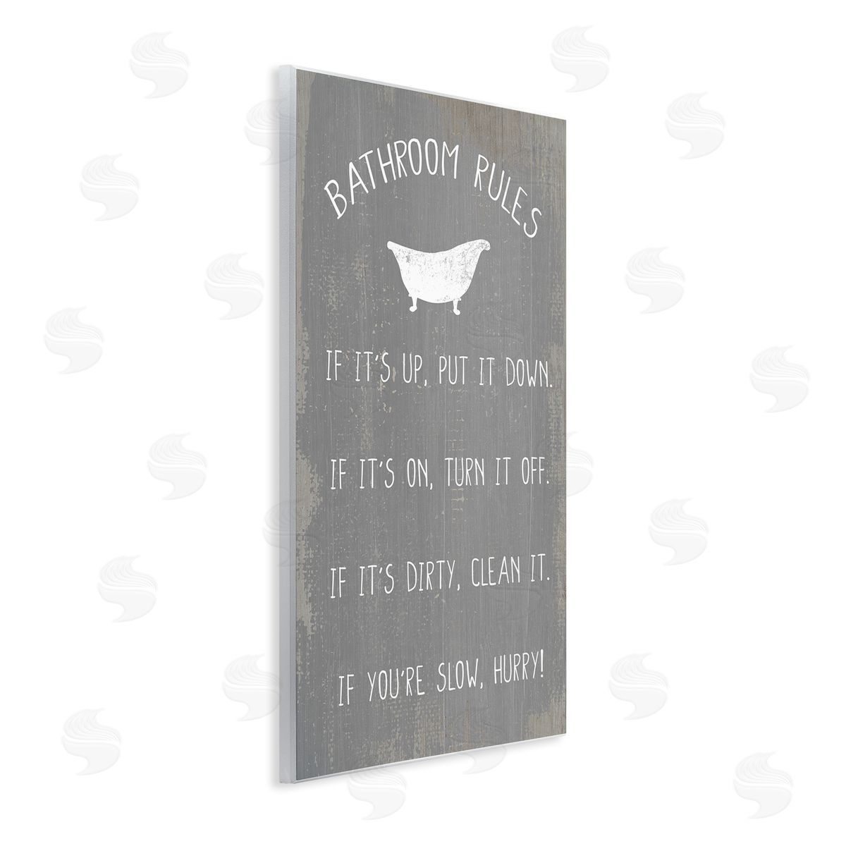 Bathroom Rules Rustic Grey Wood Plaque Wall Art, Home Decor by Stupell Studio
