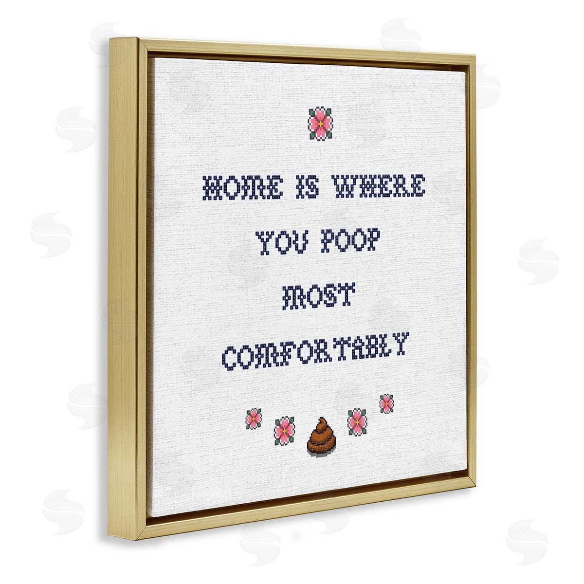 Home Is Where You Poop Gold Floating Frame Canvas Wall Art, Home Decor by Stupell Studio