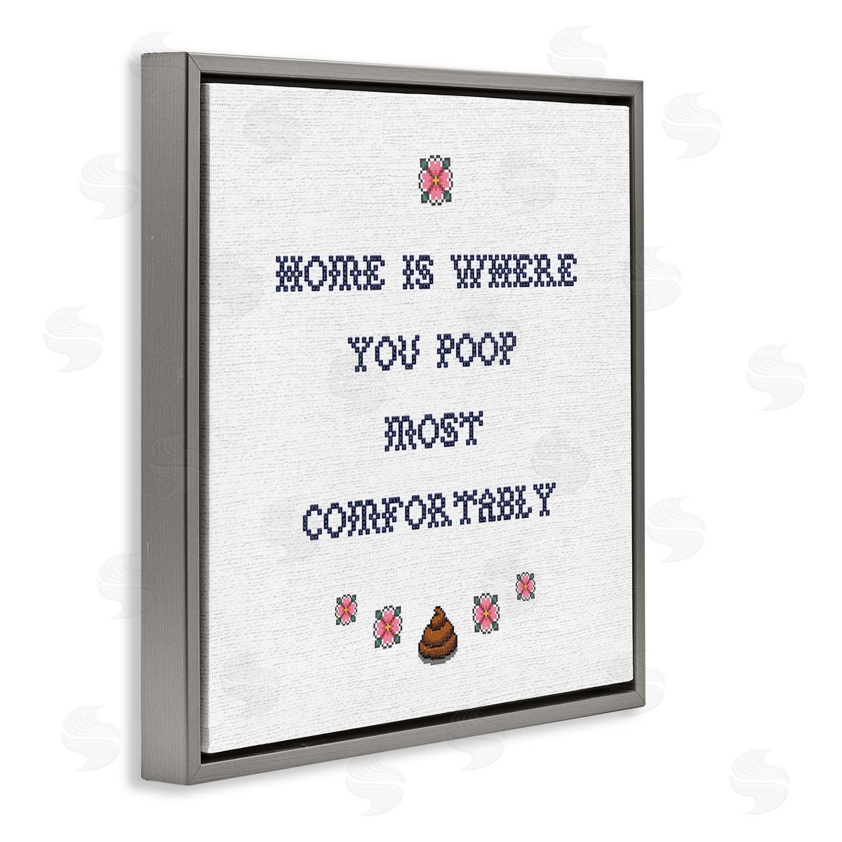 Home Is Where You Poop Grey Floating Frame Canvas Wall Art, Home Decor by Stupell Studio