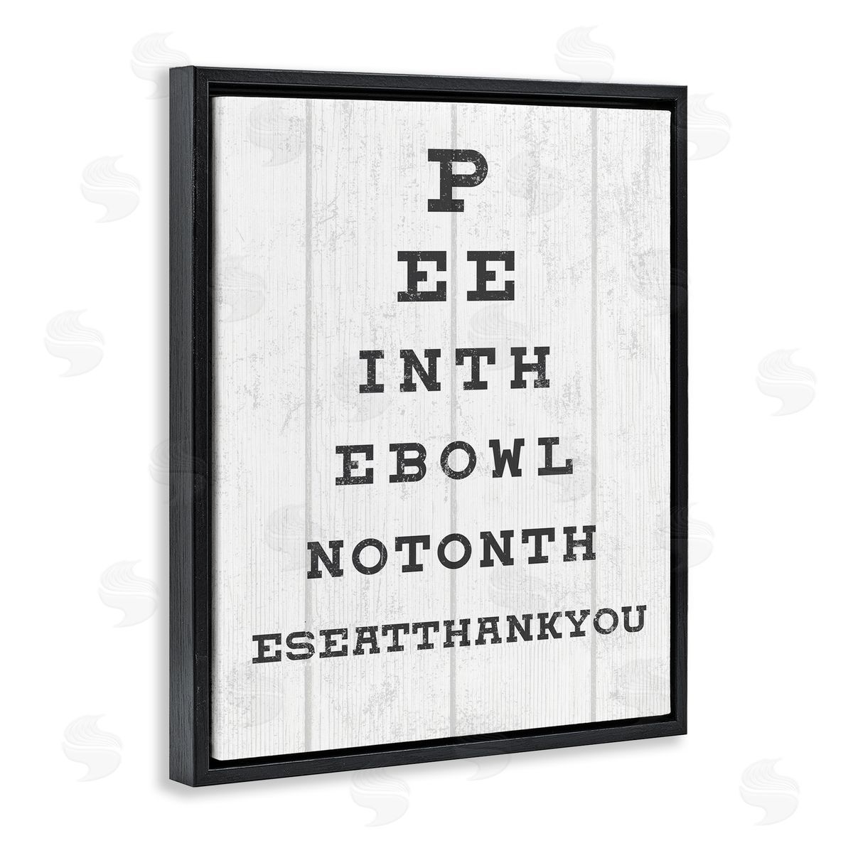 Pee in the Bowl Eye Chart Black Floating Frame Canvas Wall Art, Home Decor by Stupell Studio