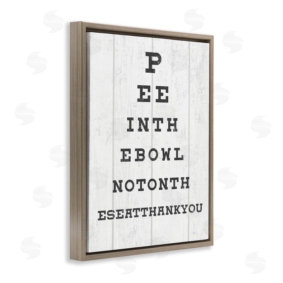 Pee in the Bowl Eye Chart Brown Floating Frame Canvas Wall Art, Home Decor by Stupell Studio