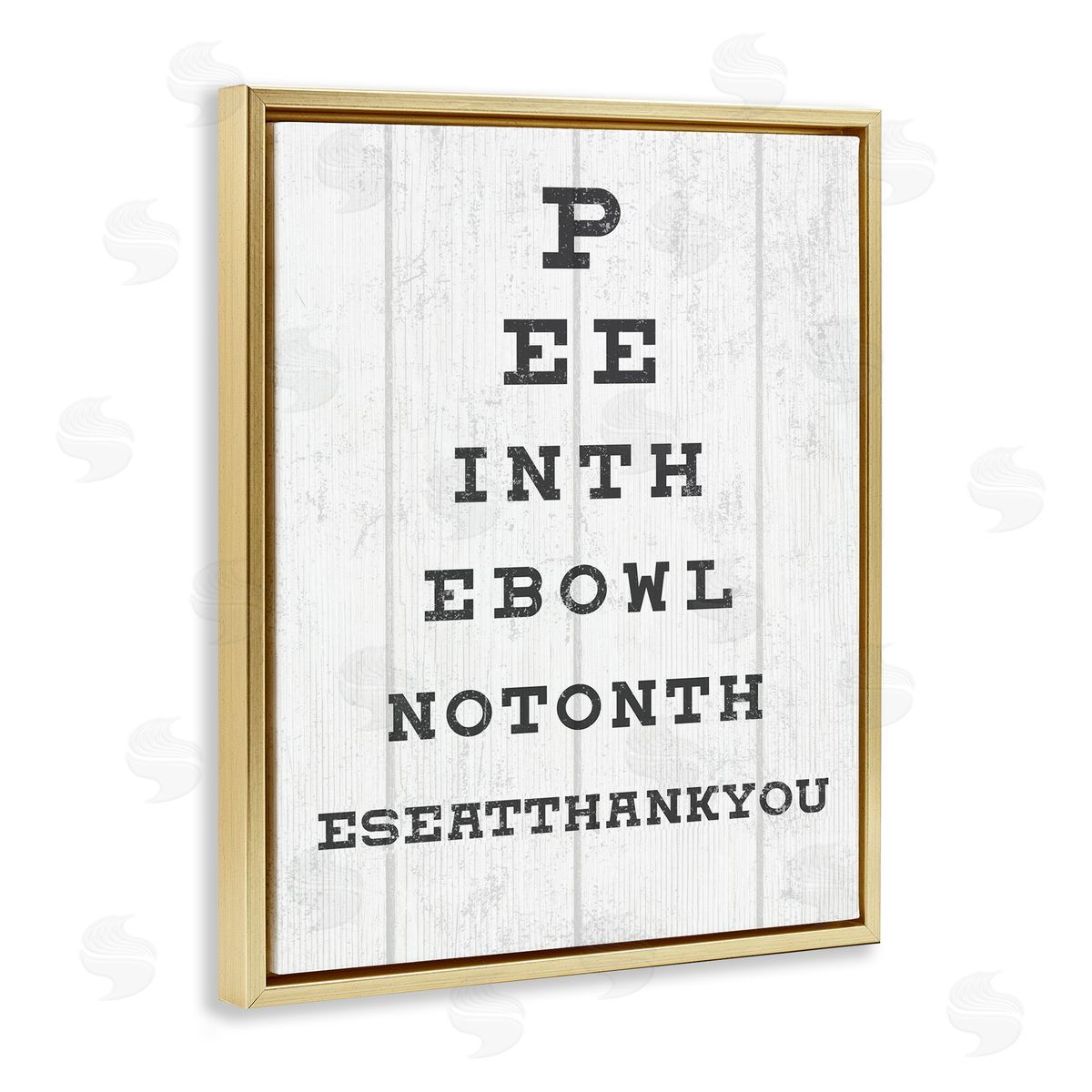 Pee in the Bowl Eye Chart Gold Floating Frame Canvas Wall Art, Home Decor by Stupell Studio