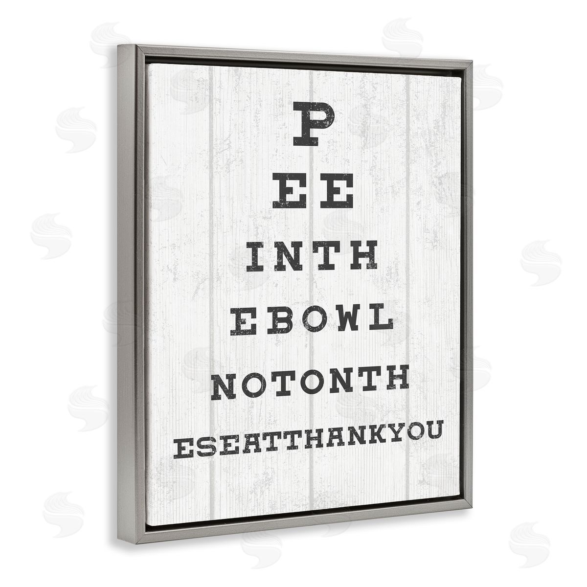 Pee in the Bowl Eye Chart Grey Floating Frame Canvas Wall Art, Home Decor by Stupell Studio