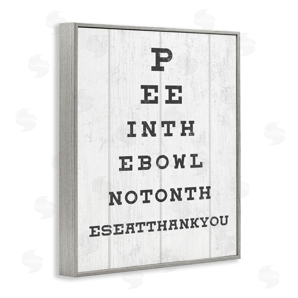 Pee in the Bowl Eye Chart Grey Frame Print Wall Art, Home Decor by Stupell Studio