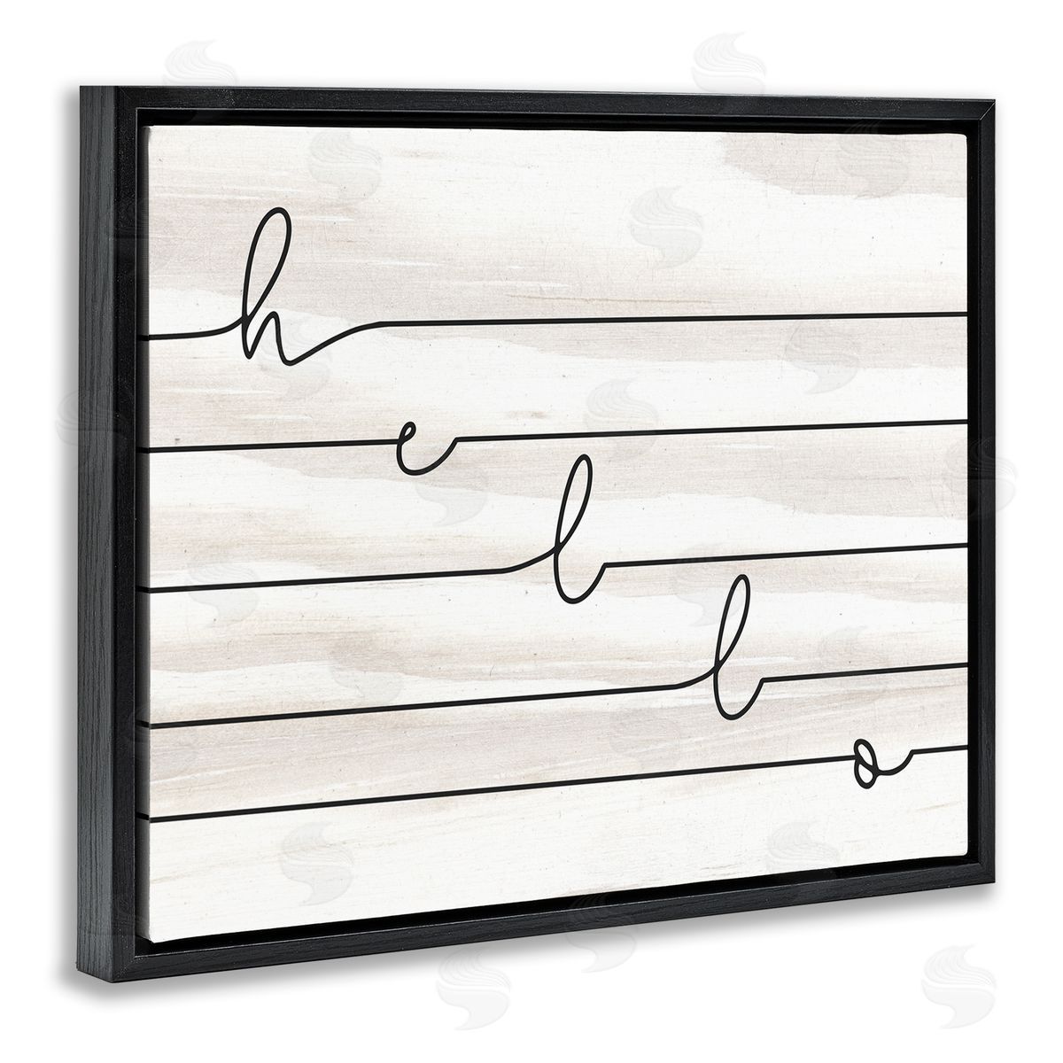 Hello Greeting Striped Typography Black Floating Frame Canvas Wall Art, Home Decor by Stupell Studio