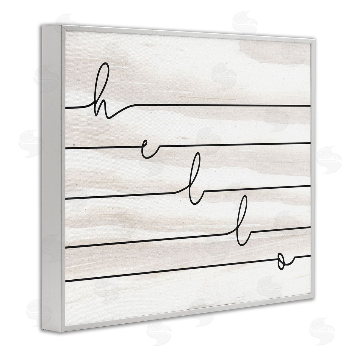 Hello Greeting Striped Typography White Frame Print Wall Art, Home Decor by Stupell Studio
