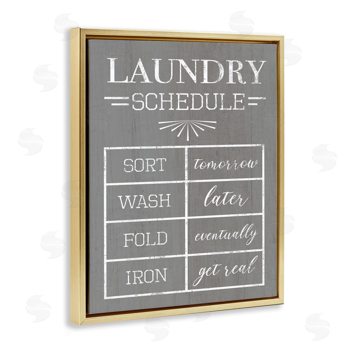 Relaxed Laundry Schedule Grey Gold Floating Frame Canvas Wall Art, Home Decor by Stupell Studio