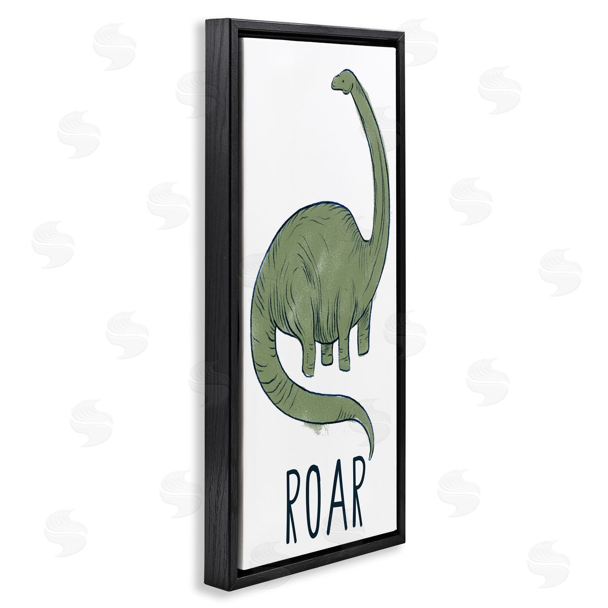 Dinosaur Roar Brachiosaurus Black Floating Frame Canvas Wall Art, Home Decor by Stupell Studio