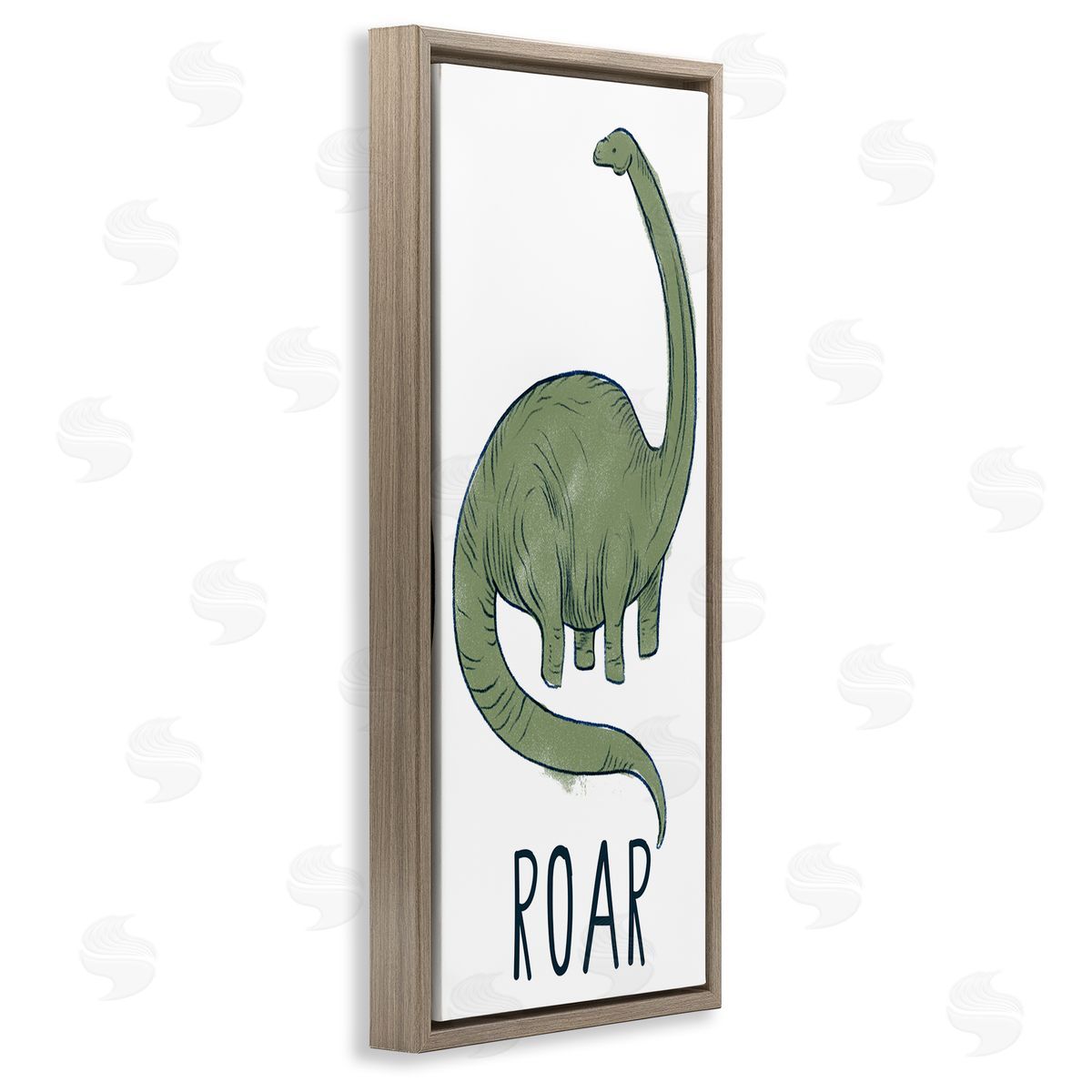 Dinosaur Roar Brachiosaurus Brown Floating Frame Canvas Wall Art, Home Decor by Stupell Studio