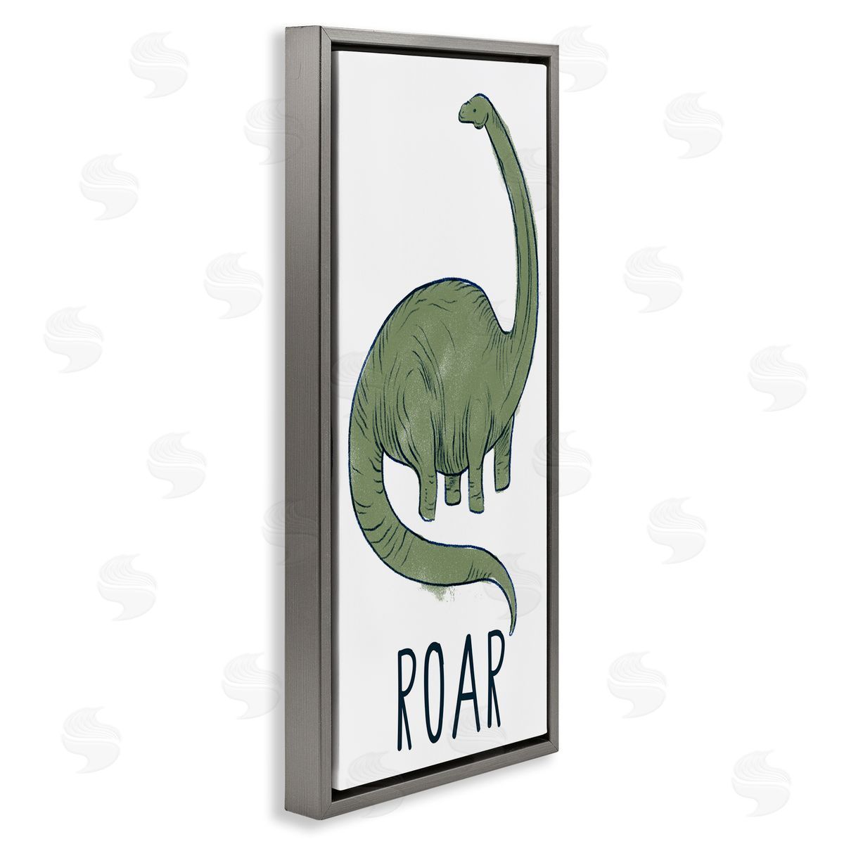 Dinosaur Roar Brachiosaurus Grey Floating Frame Canvas Wall Art, Home Decor by Stupell Studio