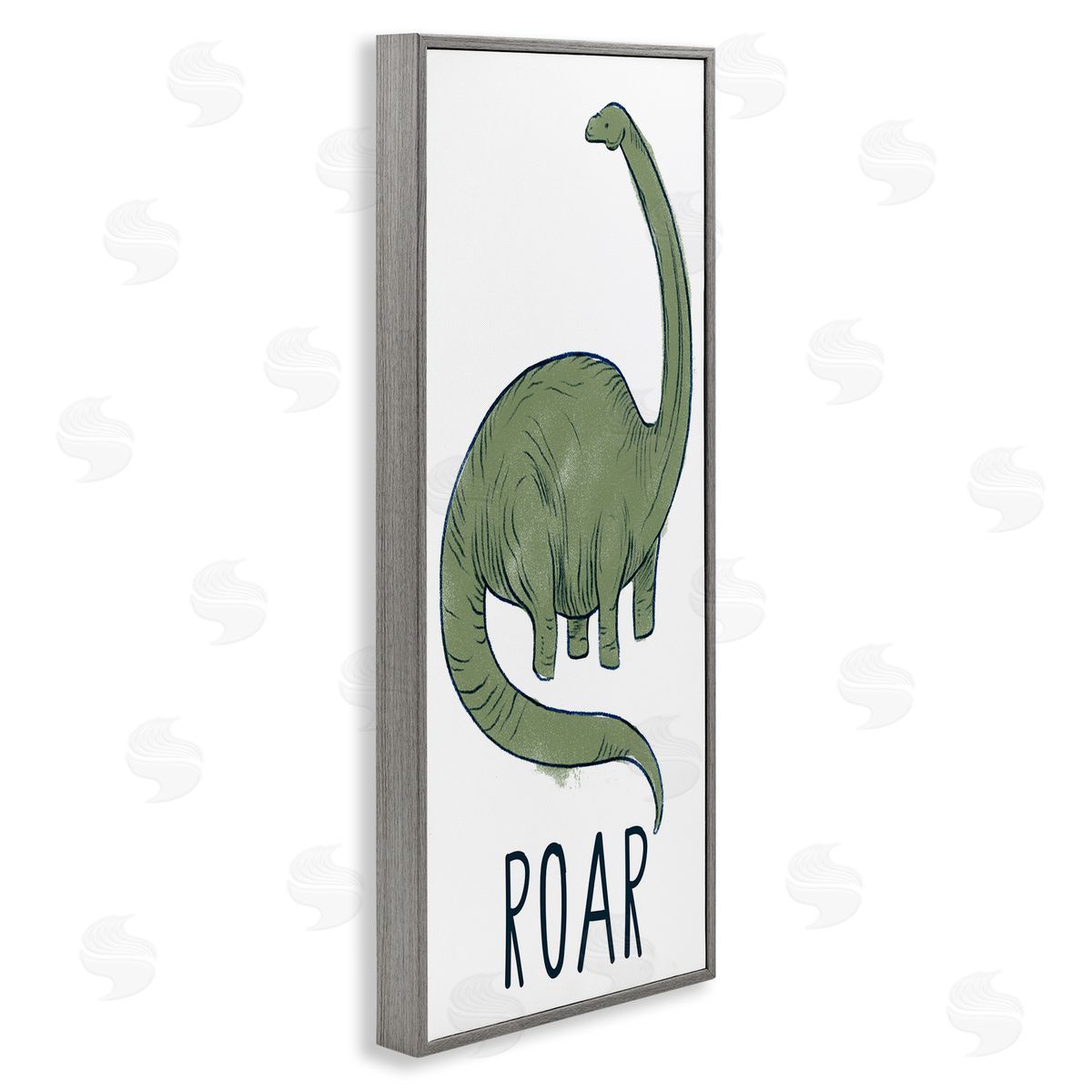 Dinosaur Roar Brachiosaurus Grey Frame Print Wall Art, Home Decor by Stupell Studio