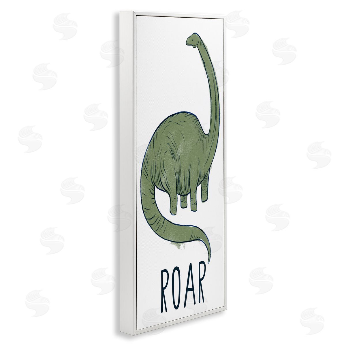 Dinosaur Roar Brachiosaurus White Frame Print Wall Art, Home Decor by Stupell Studio