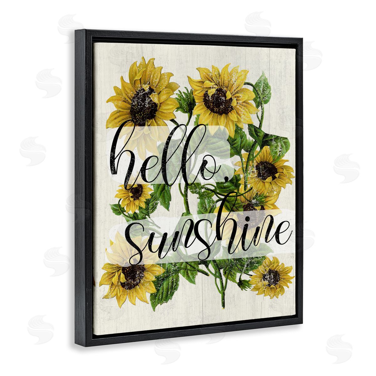 Hello Sunshine Vintage Sunflowers Black Floating Frame Canvas Wall Art, Home Decor by Stupell Studio