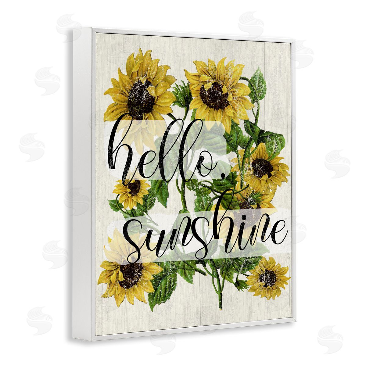Hello Sunshine Vintage Sunflowers White Frame Print Wall Art, Home Decor by Stupell Studio