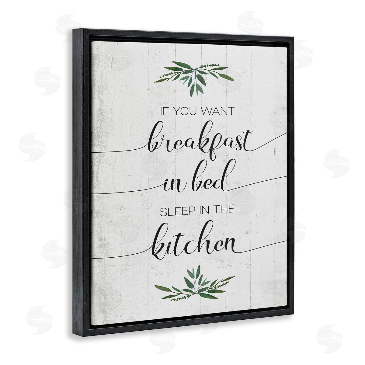 Breakfast in Bed Sleep In Kitchen Black Floating Frame Canvas Wall Art, Home Decor by Stupell Studio