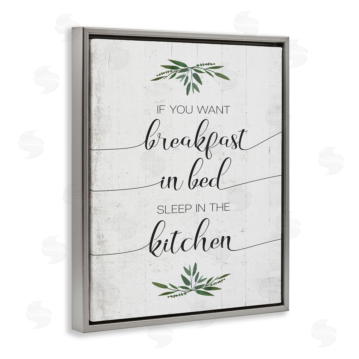 Breakfast in Bed Sleep In Kitchen Grey Floating Frame Canvas Wall Art, Home Decor by Stupell Studio