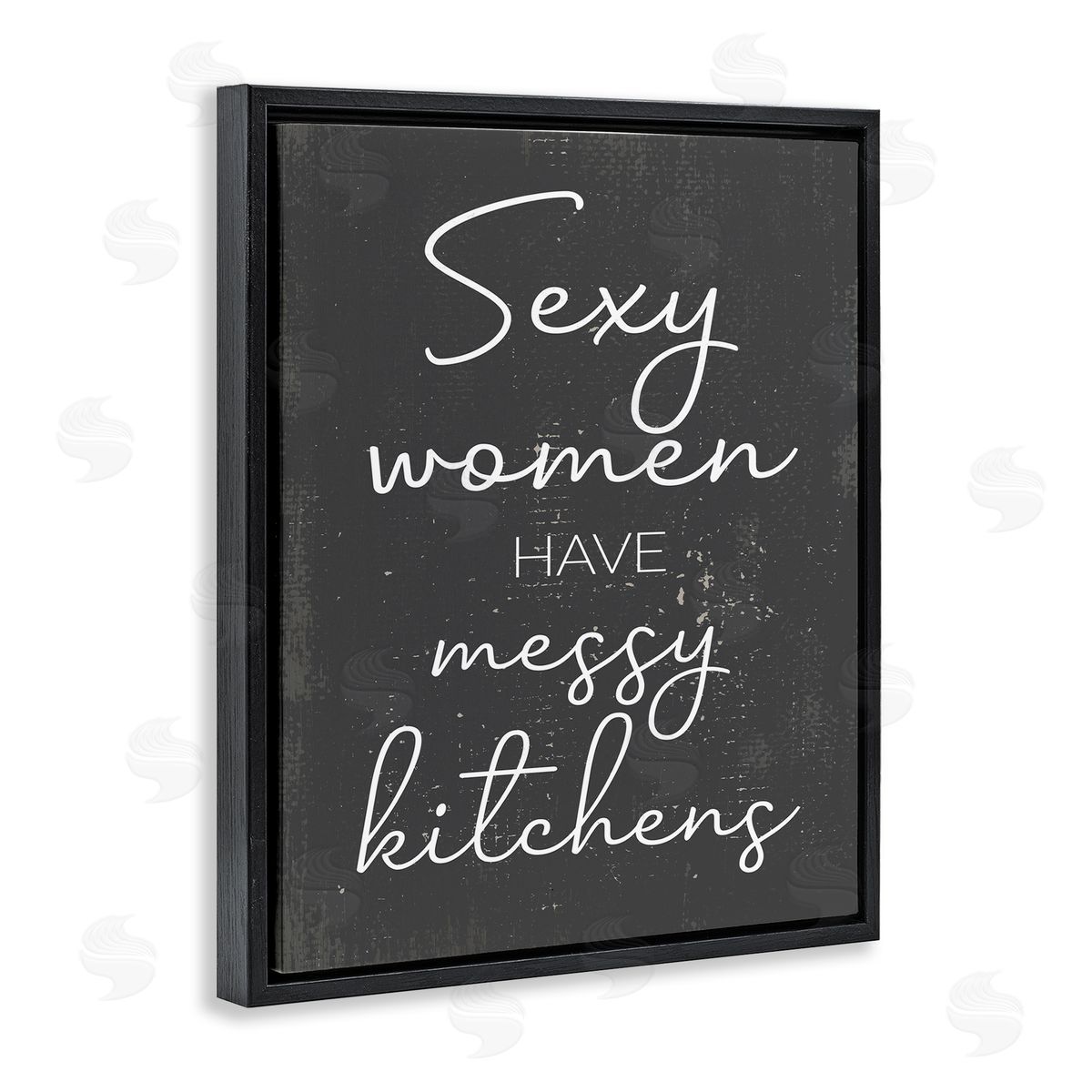 Sexy Women Have Messy Kitchens Black Floating Frame Canvas Wall Art, Home Decor by Stupell Studio