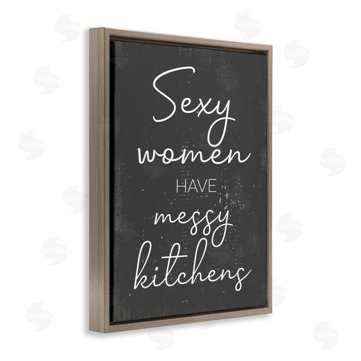 Sexy Women Have Messy Kitchens Brown Floating Frame Canvas Wall Art, Home Decor by Stupell Studio