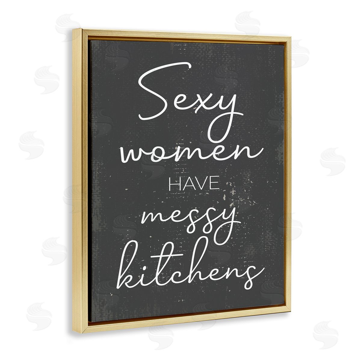 Sexy Women Have Messy Kitchens Gold Floating Frame Canvas Wall Art, Home Decor by Stupell Studio