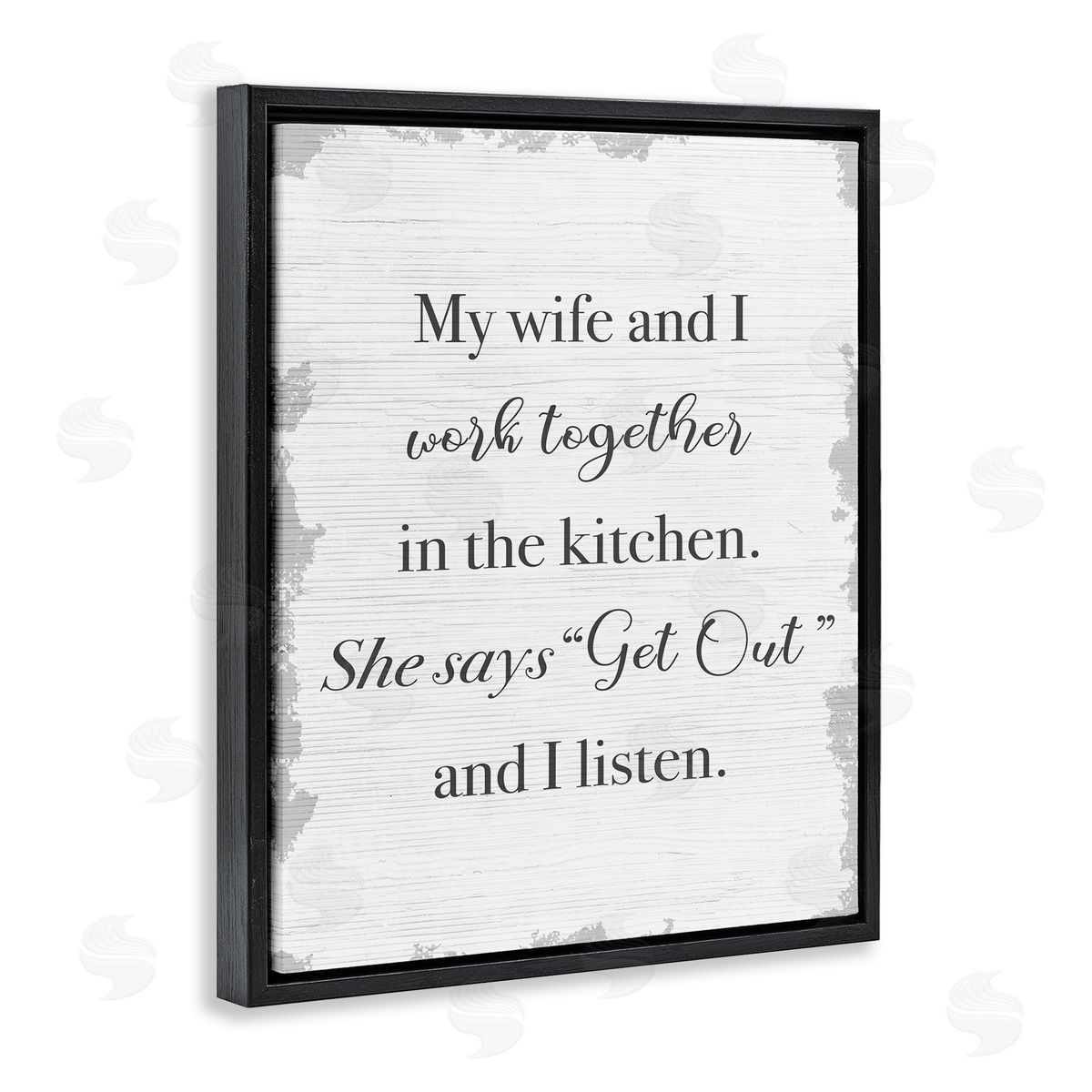 Funny Work Together In Kitchen Black Floating Frame Canvas Wall Art, Home Decor by Stupell Studio