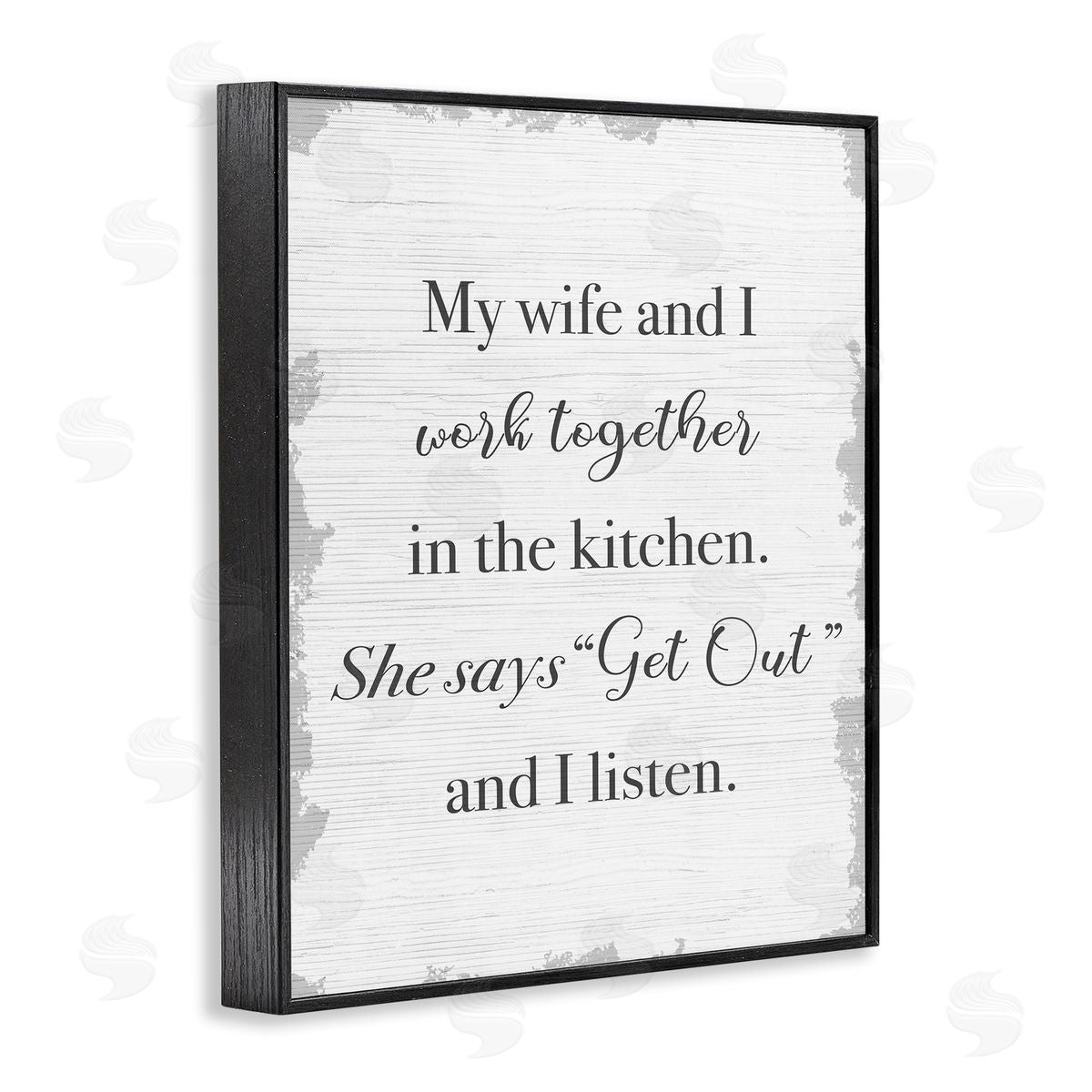Funny Work Together In Kitchen Black Frame Print Wall Art, Home Decor by Stupell Studio