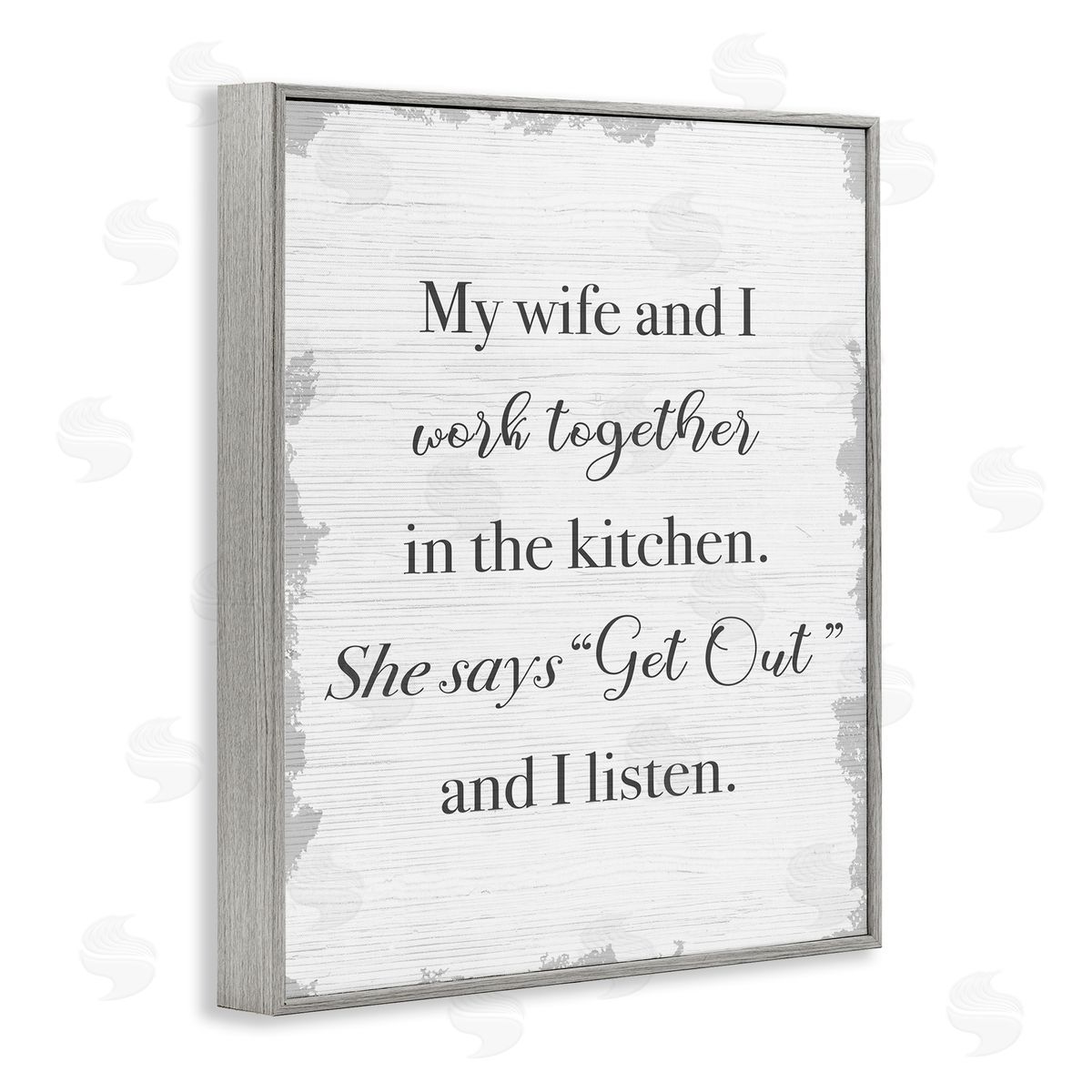 Funny Work Together In Kitchen Grey Frame Print Wall Art, Home Decor by Stupell Studio