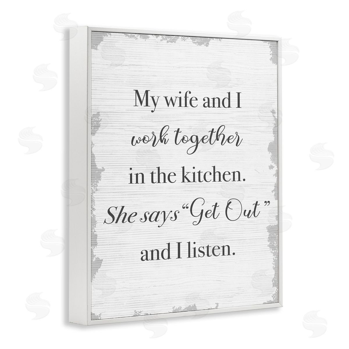 Funny Work Together In Kitchen White Frame Print Wall Art, Home Decor by Stupell Studio