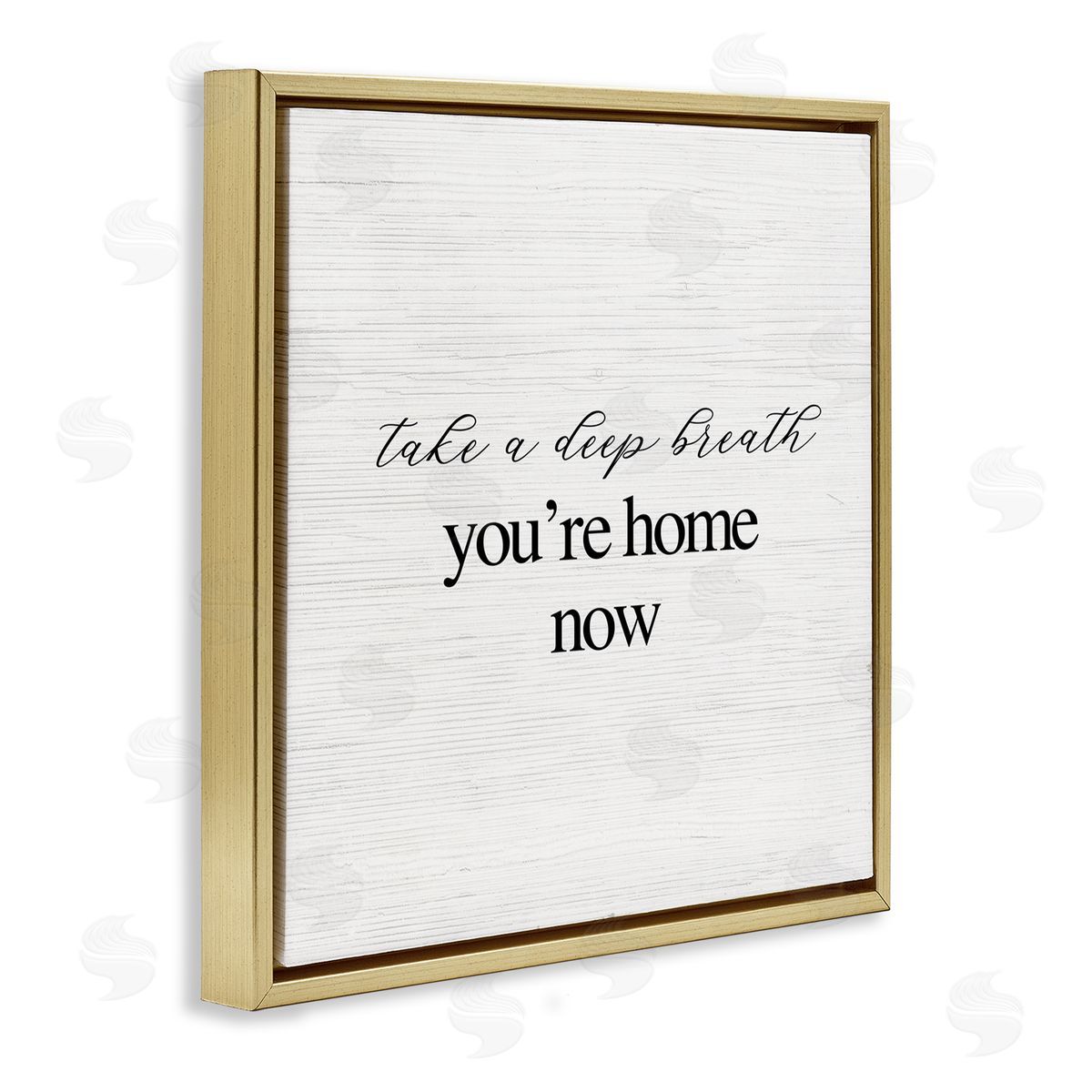 Breathe You're Home Now Gold Floating Frame Canvas Wall Art, Home Decor by Stupell Studio