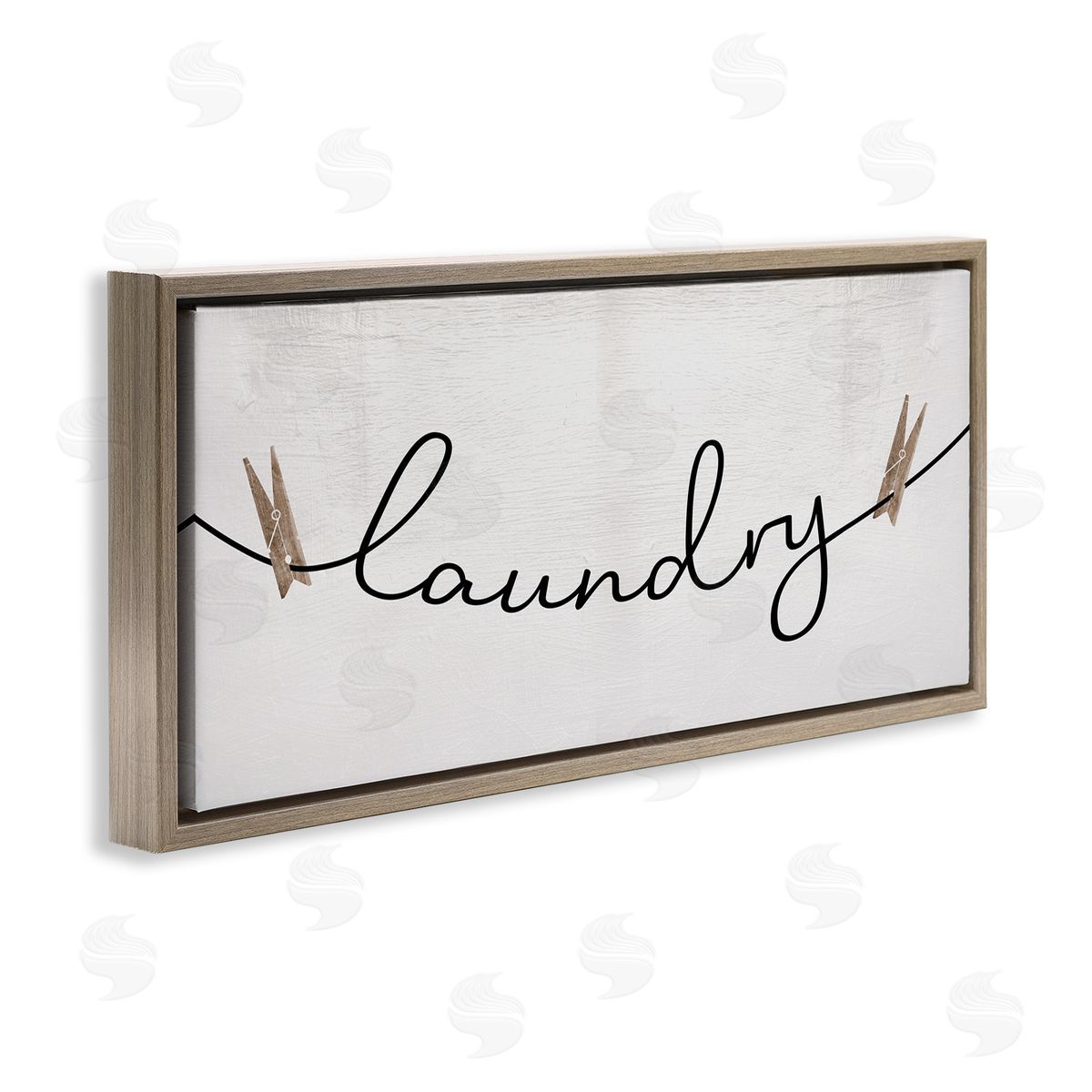 Laundry Typography Clothespins Brown Floating Frame Canvas Wall Art, Home Decor by Stupell Studio