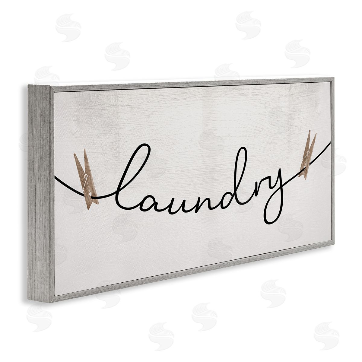 Laundry Typography Clothespins Grey Frame Print Wall Art, Home Decor by Stupell Studio