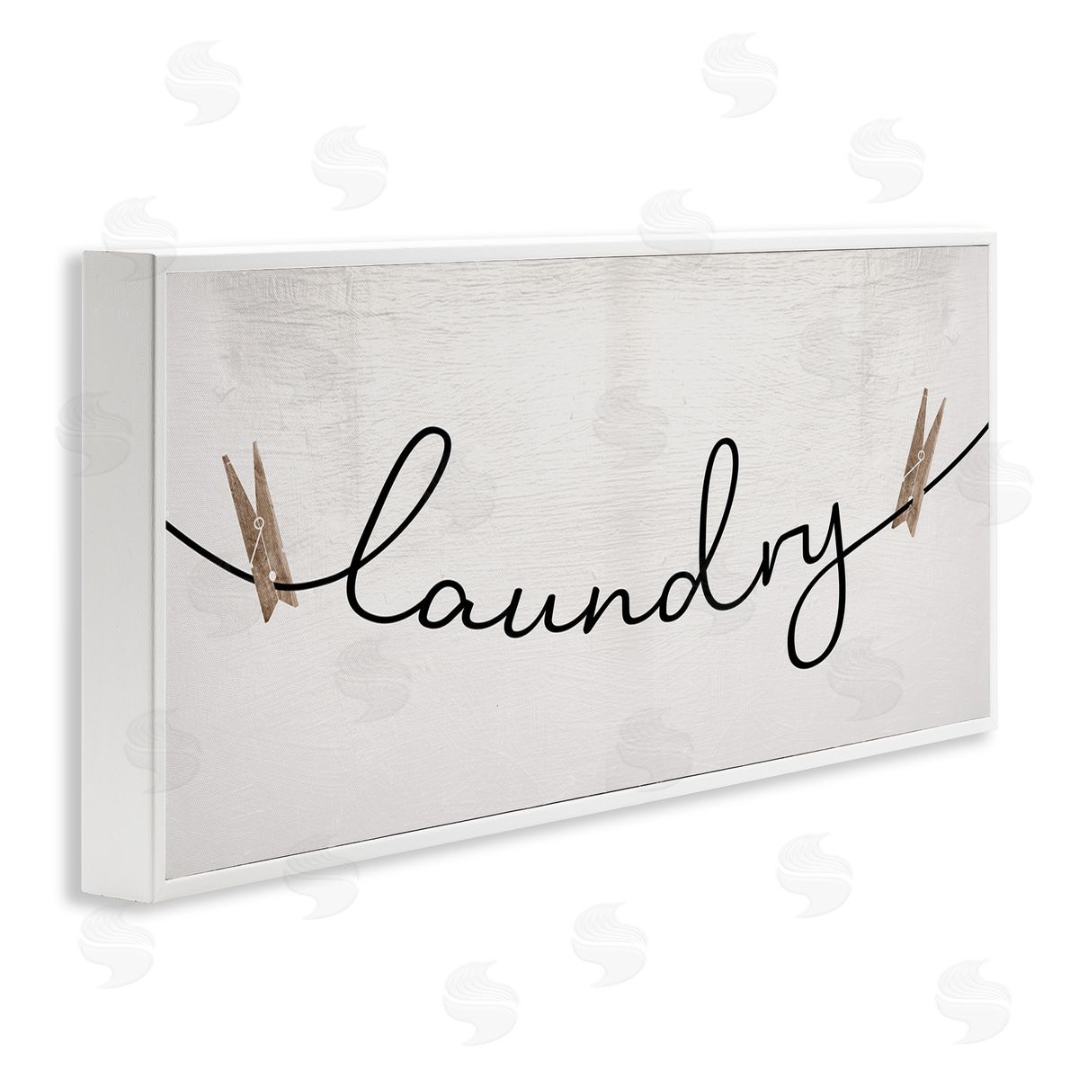Laundry Typography Clothespins White Frame Print Wall Art, Home Decor by Stupell Studio