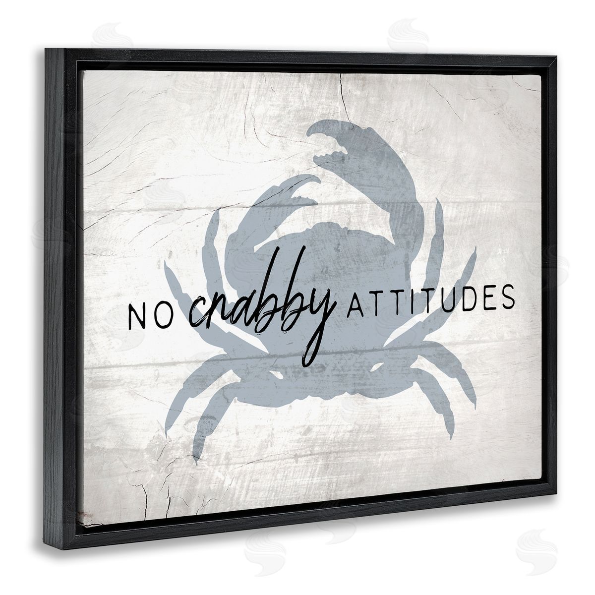 No Crabby Attitudes Phrase Black Floating Frame Canvas Wall Art, Home Decor by Stupell Studio