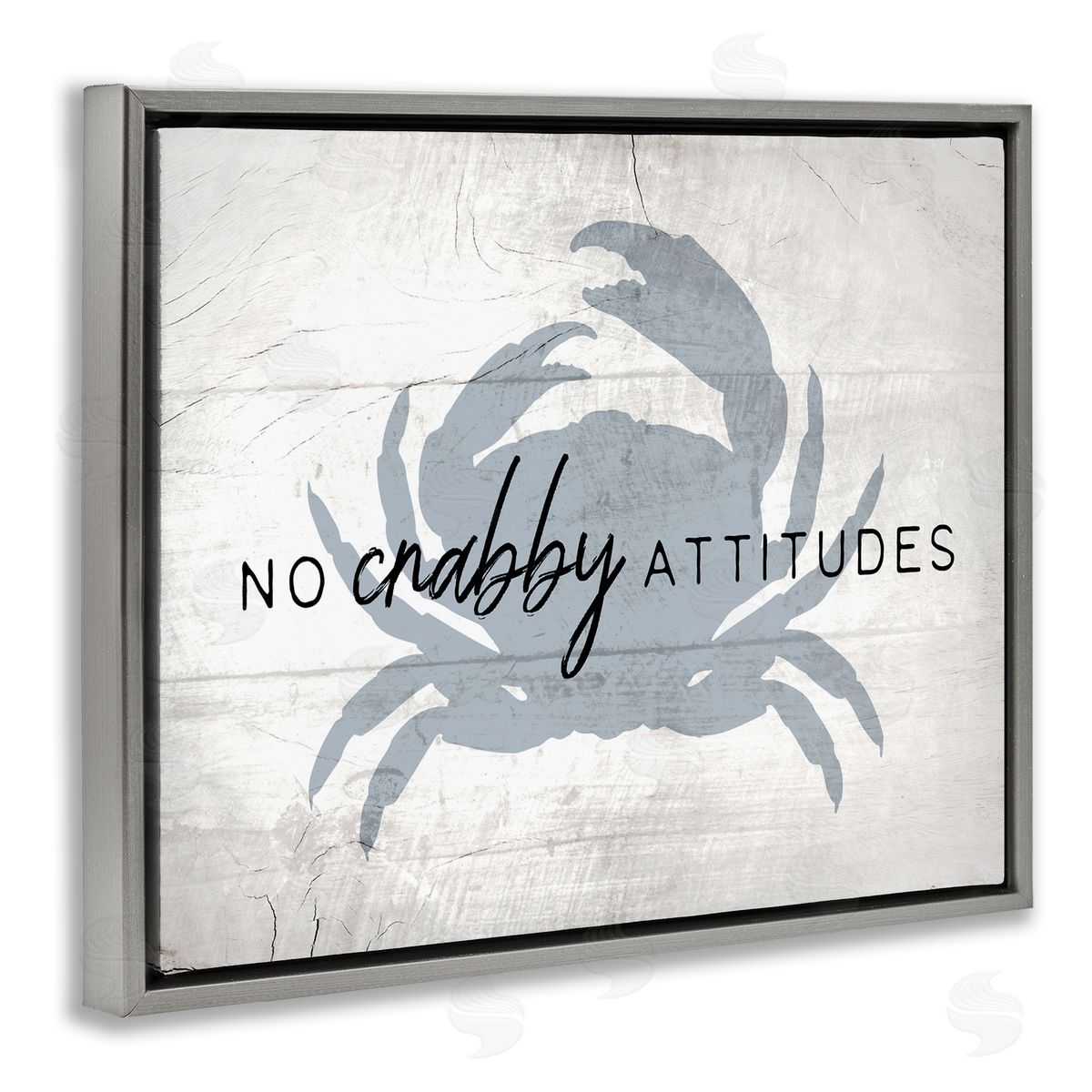 No Crabby Attitudes Phrase Grey Floating Frame Canvas Wall Art, Home Decor by Stupell Studio