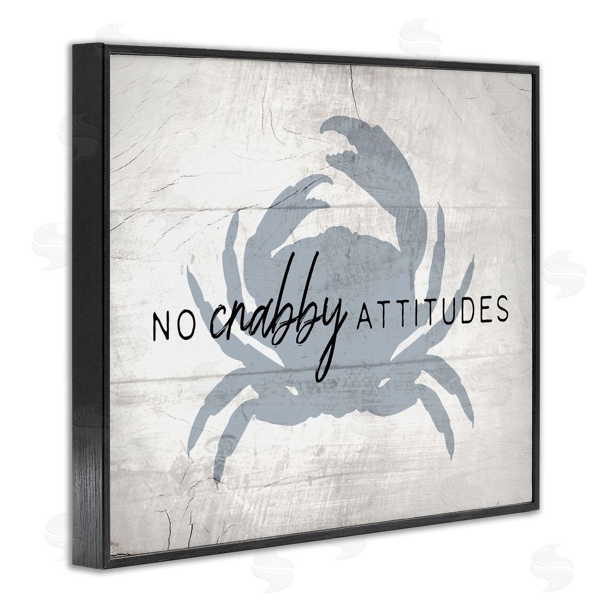 No Crabby Attitudes Phrase Black Frame Print Wall Art, Home Decor by Stupell Studio