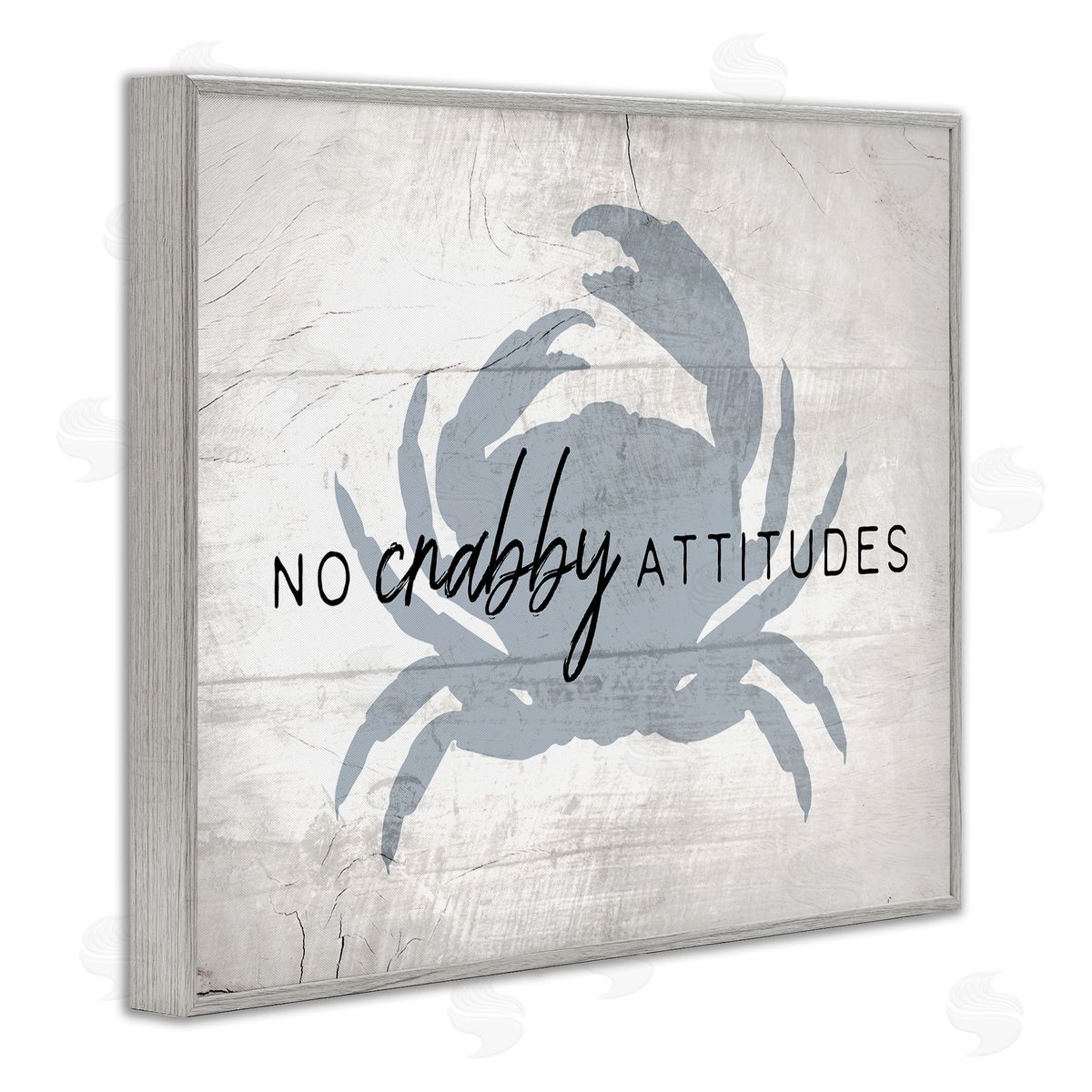 No Crabby Attitudes Phrase Grey Frame Print Wall Art, Home Decor by Stupell Studio